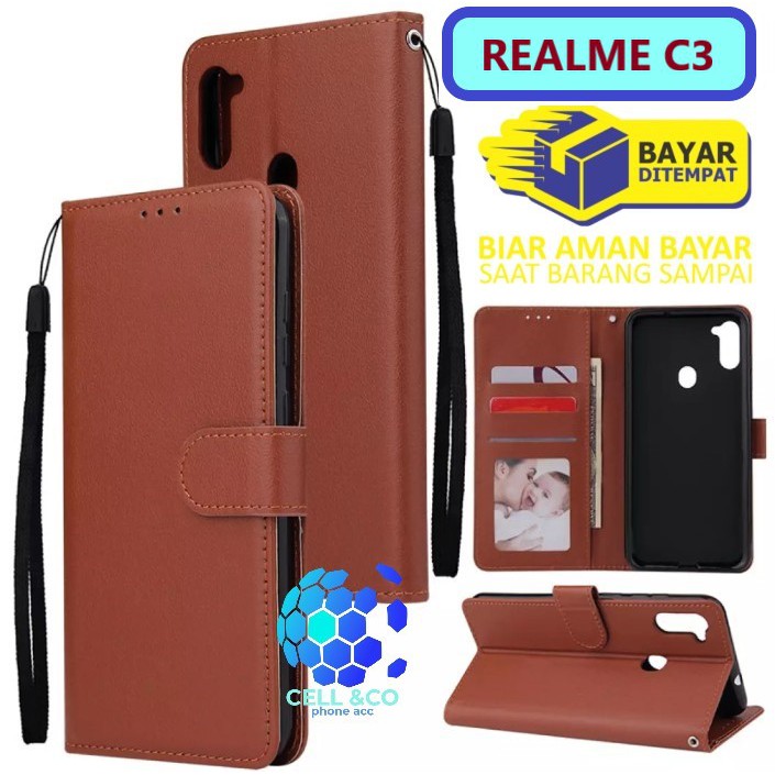 Flip cover REALME C3 Flip case buka tutup kesing hp casing hp flip case leather wallet