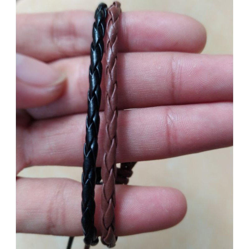 Gelang Rajut Anyam 3mm Kulit Sintetis Kalep Harga Grosir