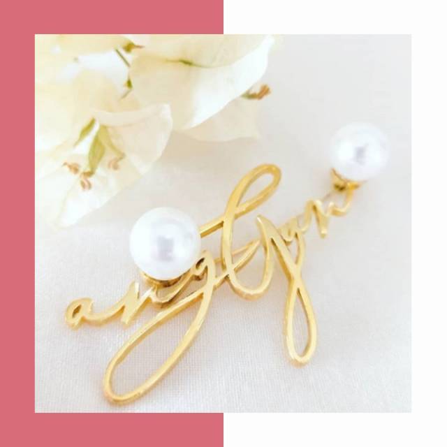 Bros Nama Mutiara Lapis Emas / Tuspin Nama Mutiara