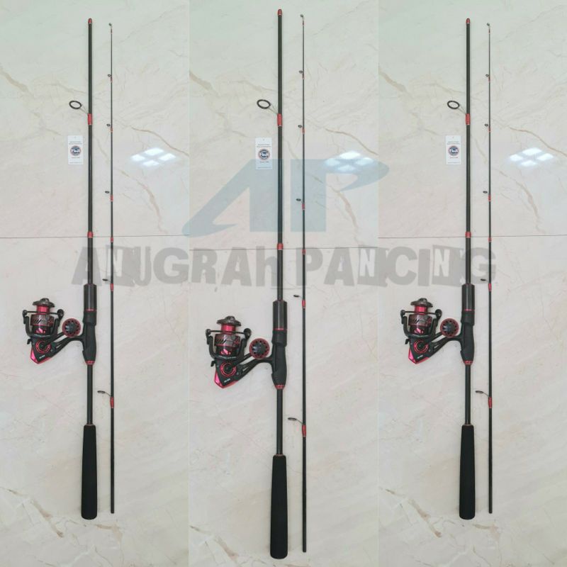 PAKET SET ALAT PANCING SPINING TRAVEL ROD FUJI...SALT WATER