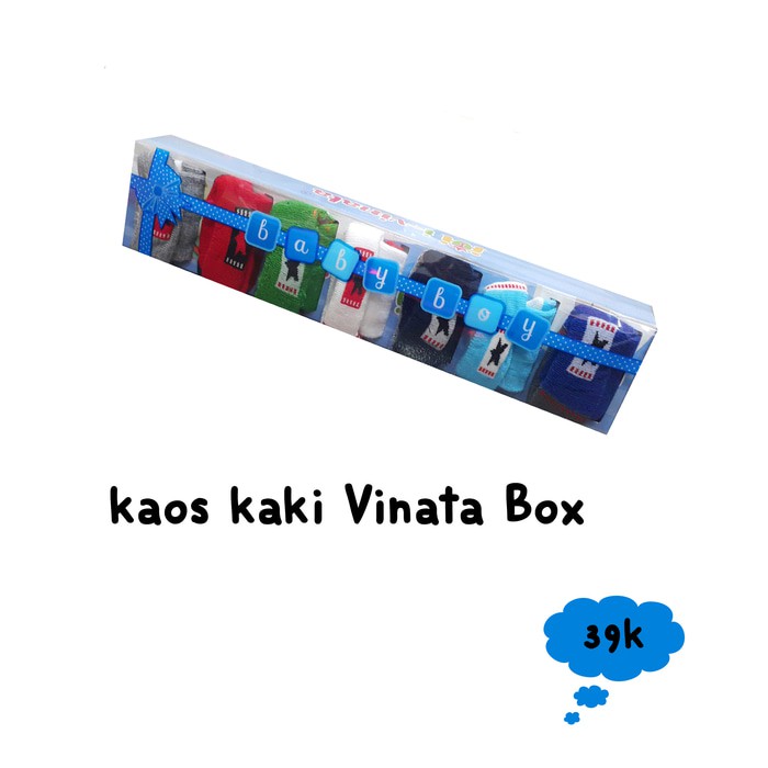 Promo !! VINATA Kaos Kaki Bayi Vinata Box isi 7 pasang- kaos kaki bayi baru lahir -Baby Gift Box