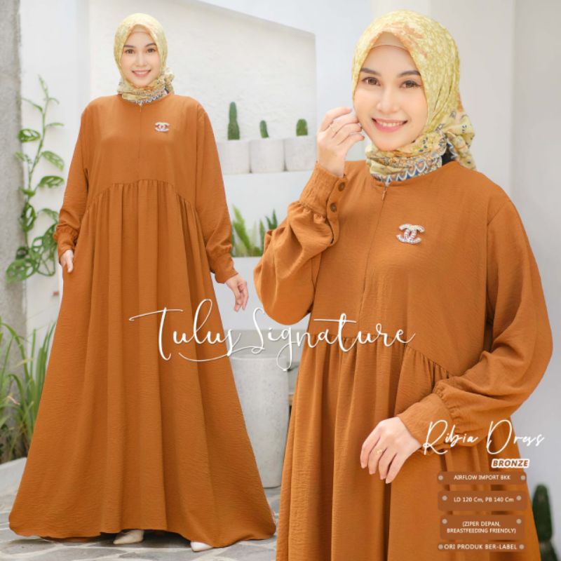 RIBIA DRESS BY TULUS SIGNATURE / GAMIS POLOS WANITA MUSLIMAH / Dress Ld120 jumbo