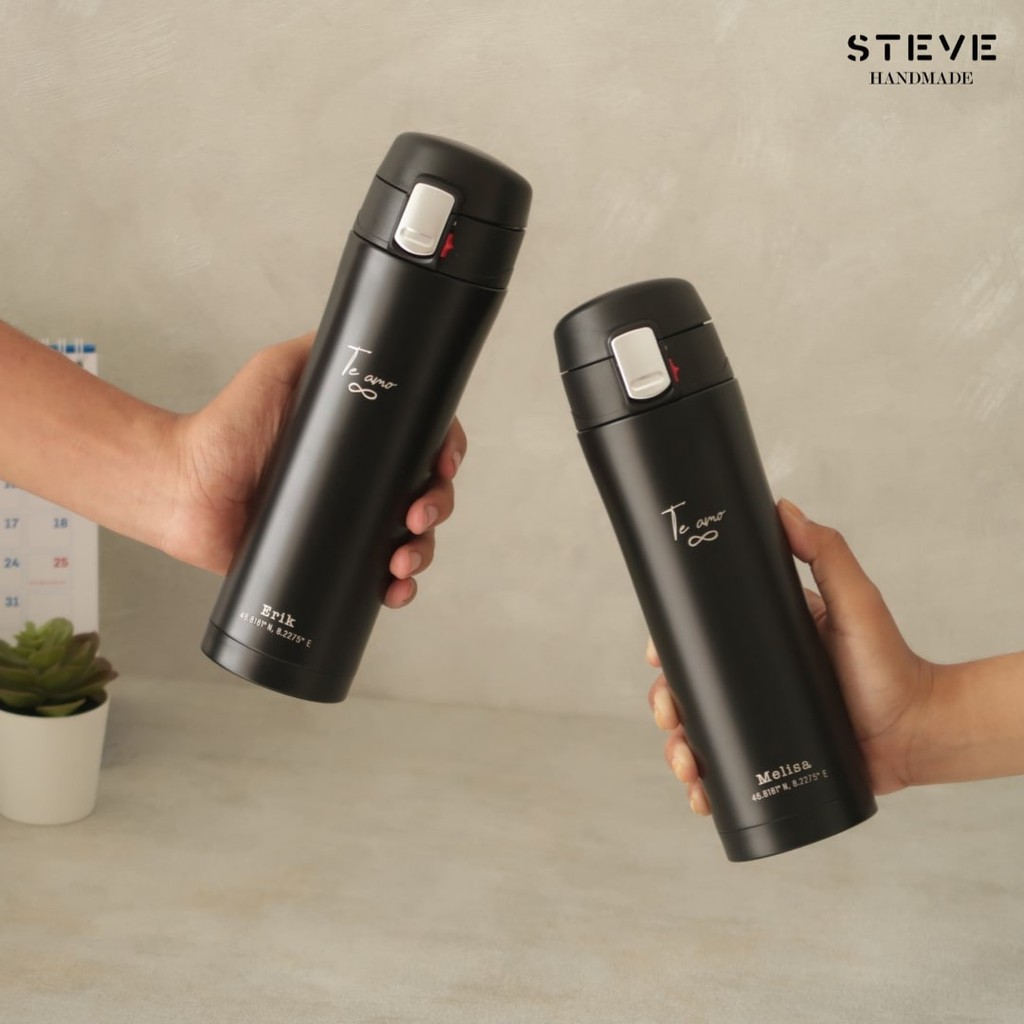 Botol minum stainless termos vacuum tumbler travel mug TM0329 Black