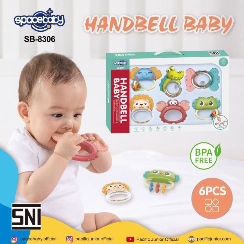 HANDBELL RATTLE BABY ISI 6 FREE BUNGKUS KADO + BUBBLE