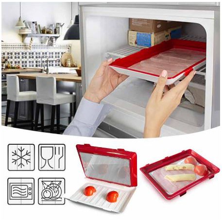 Vacuum Tray Tempat Penyimpanan Makanan Silicone Food Fresh Sealer Kotak Nampan Kulkas