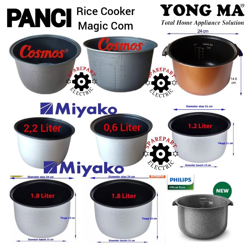 PANCI TEFLON MAGIC COM / RICE COOKER MIYAKO 0,6LITER 1LITER 1,2LITER 1,8LITER LENGKAP