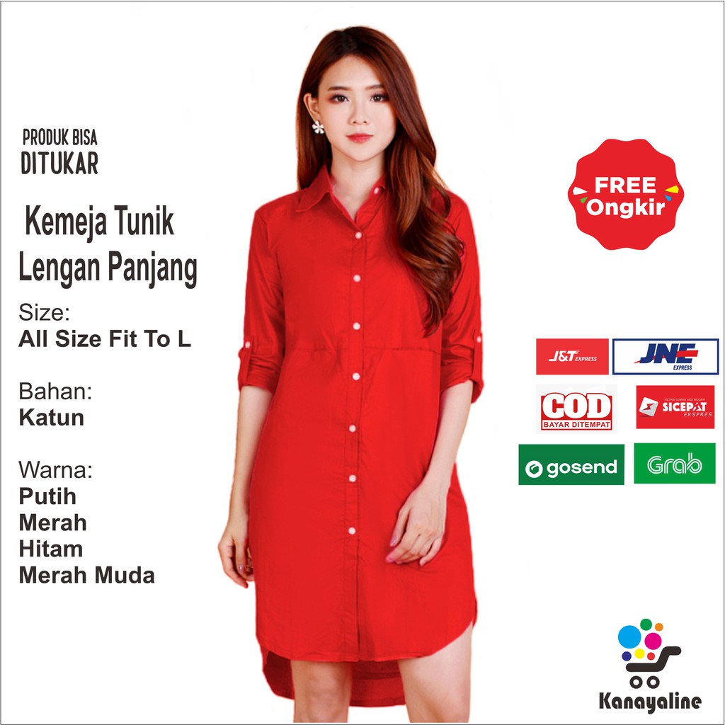 Tunik lengan Panjang Wanita model terbaru | Tunik Polos | Atasan Tunik bahan katun Wanita Muslimah