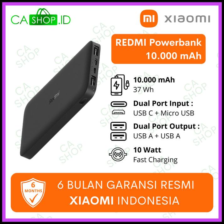 Xiaomi Redmi Power Bank 10000Mah Port Ganda Ori 100% Grs Resmi Tam