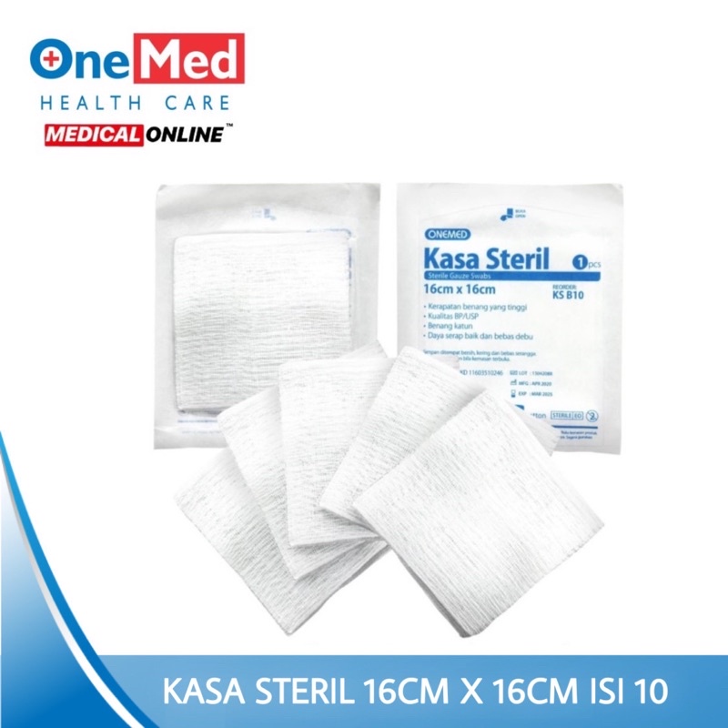 KASA STERIL 16X16 (16cm x 16cm) ONEMED ISI 10 PER BOX MEDICAL ONLINE