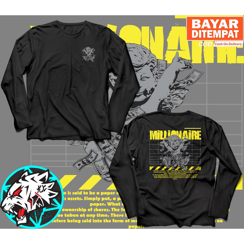KAOS LENGAN PANJANG DISTRO STREETWEAR MILLIONAIRE HOODIE STREETWEAR AESTHETIC S M L XL XXL XXXL XXXX