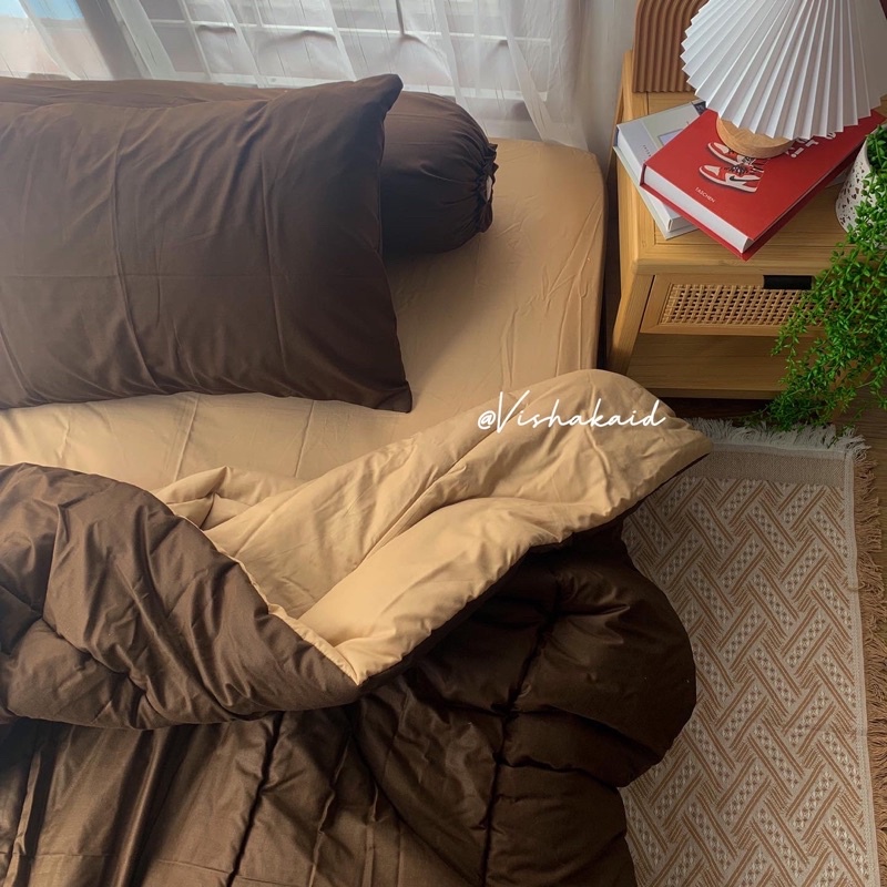 Plain Bedsheet Coffee Kopi Coklat | Sprei polos | aesthetic bedding | Sprei anti geser