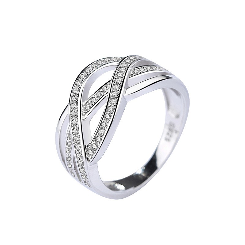 Cincin Perak Wanita Couple Asli S 925 Lapis Rhodium Cocok Nikah tunangan hadiah RS044