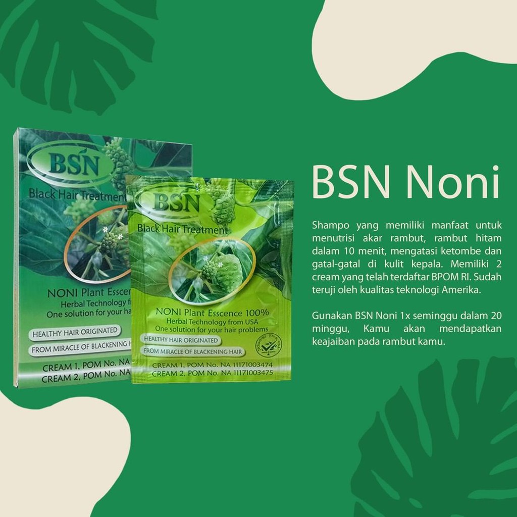 BSN Noni Shampoo (isi 20 Saset) Black Hair Treatment Shampoo Hitam