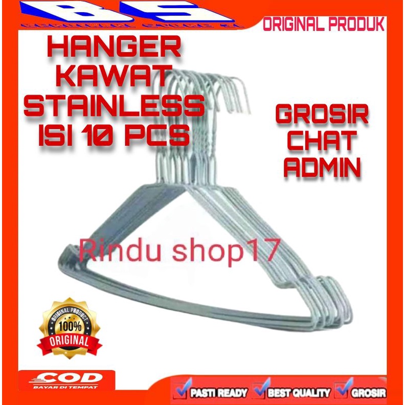 HANGER KAWAT STAINLESS / GANTUNGAN BAJU ISI 10 PCS