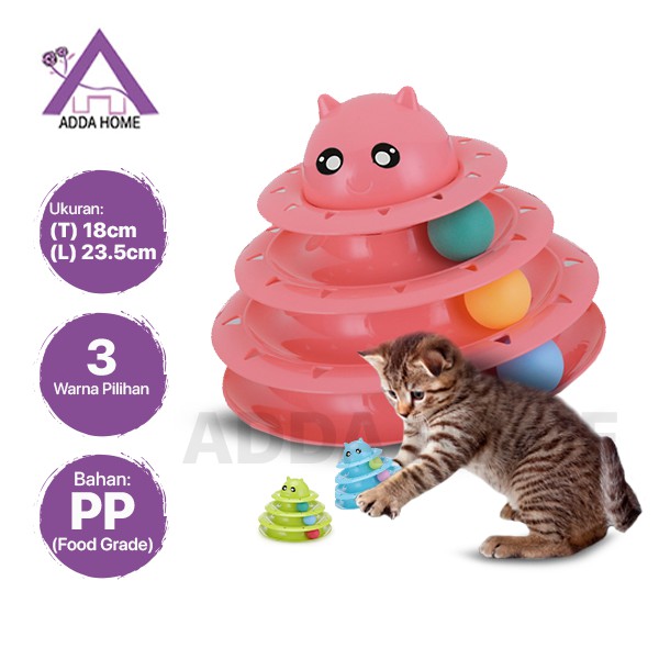 Adda Home - Mainan Kucing Peliharaan Bentuk Piring 3 Tingkat 23.5x23.5x17.5cm