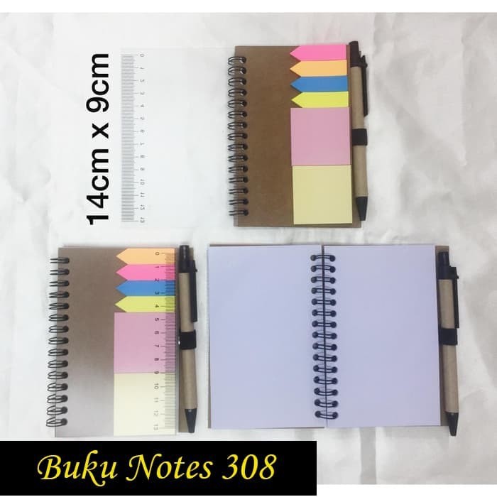 

Buku Notes 308 / Memo cover Penggaris 13cm + Sticky Notes + Pulpen Souvenir