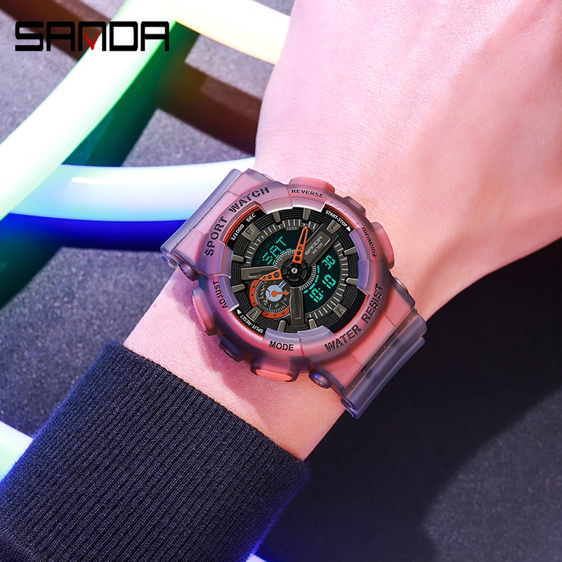SANDA 3029 Jam Tangan Pria Digital Analog Tali Rubber Shockproof Anti Air WATCHKITE WKOS