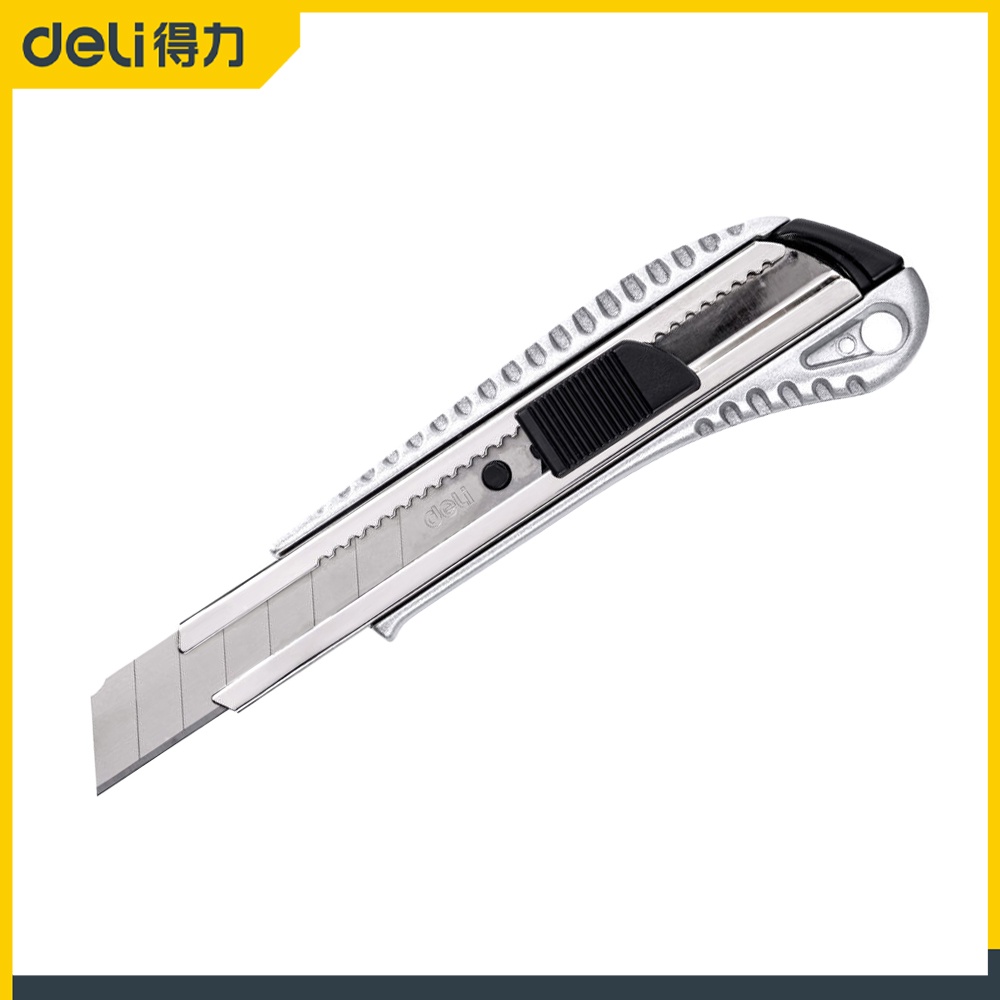

Deli Alluminium Alloy Utility Knife / Cutter Alumunium 18mm Pisau SK2 EDL4255/Alat Perkakas