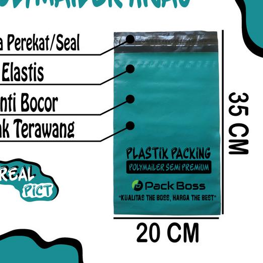 

♧ Polymailer HIJAU TOSCA 20x35 Plastik Packaging Online Shop Ada Lem nya ☺