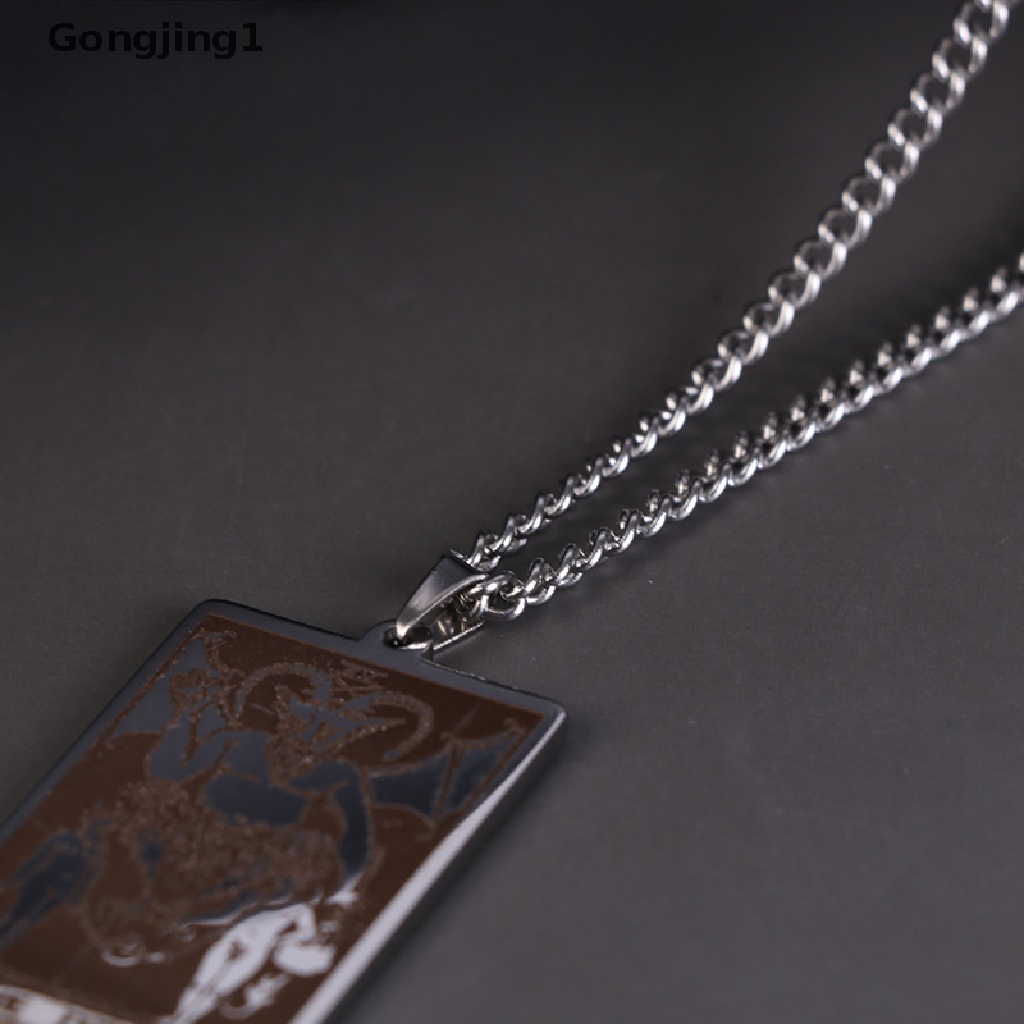 Gongjing1 Kalung Rantai Dengan Liontin Kartu Tarot Major Arcana Pagan