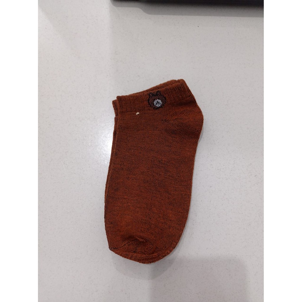 INDOMINI Kaos Kaki Ankle Beruang Kaos Kaki Pendek Semata Kaki Motif Brown Line Unisex R109-BERUANG COKLAT