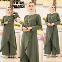 STELAN PRADESH HIJAU ARMY [Hijab 0100] SDK Baju Gamis Wanita Terbaru
