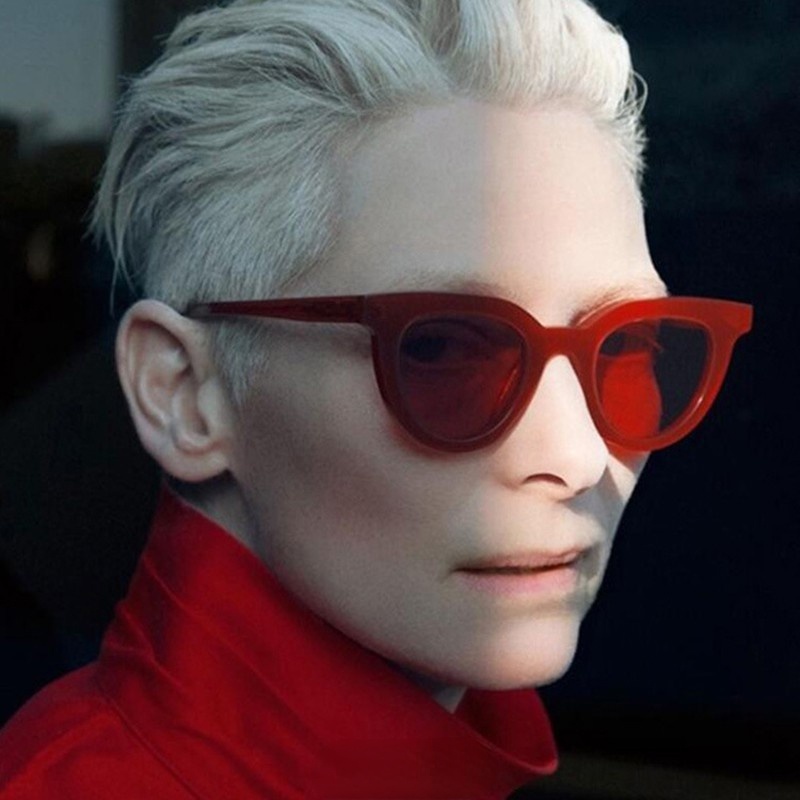 (YUZHU) Bayar Di Tempat Kacamata Hitam Wanita Model Korea Vintage Motif Mata Kucing Warna Warni