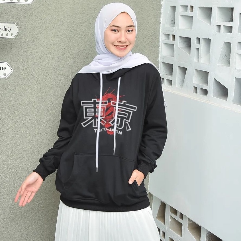 Tokyo Hoodie Japanese Sweater Oversize Pria Wanita Motif Tulisan japan Terbaru