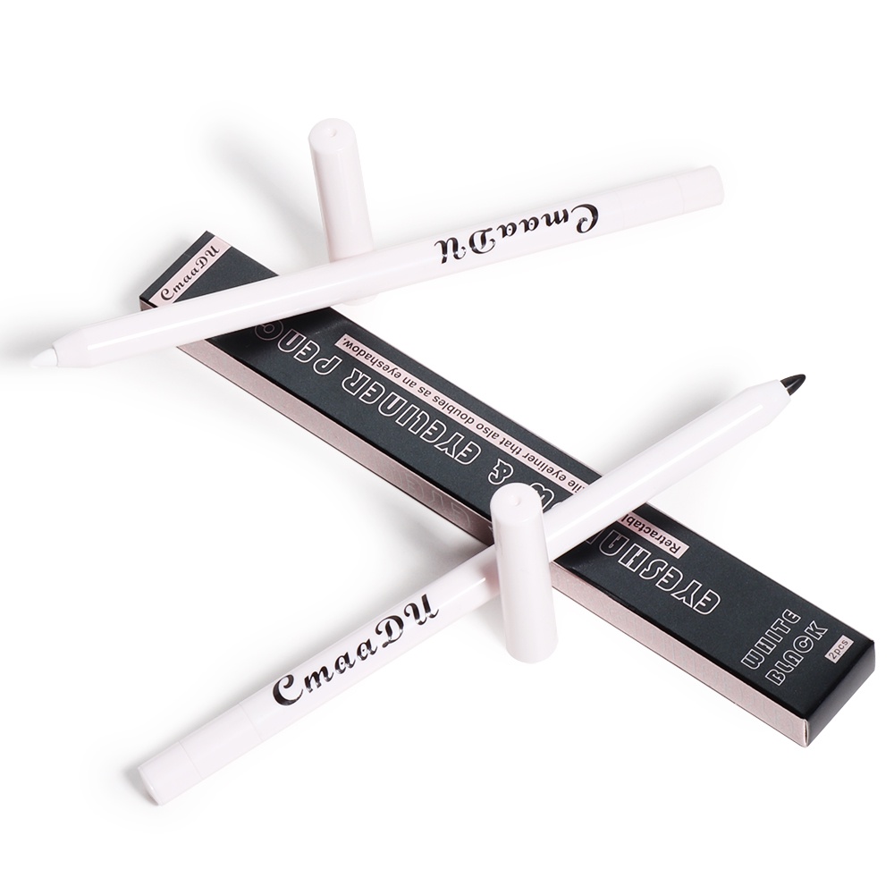 CMAADU EYESHADOW &amp; EYELINER PENCIL Pensil Matte 2pcs Hitam &amp; Putih Pencil Waterproof