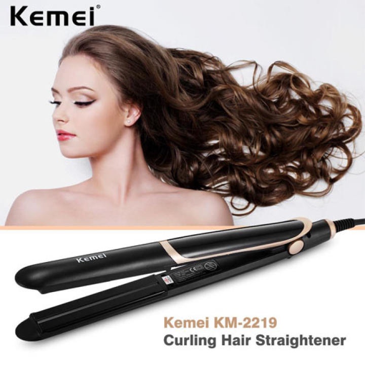 ( COD ) Kemei KM 2219 INFRARED 2IN1 Catokkan Mengeriting dan Meluruskan Rambut Otomatis Kontrol Suhu-TARABABYSTORE