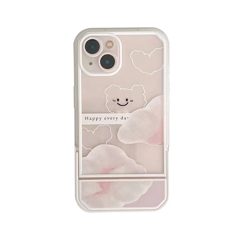 Soft Case TPU Transparan Dengan Bracket Untuk iPhone 12 13 Se 2020 6 6S 7 8 Plus X XS XR 11 Pro Max