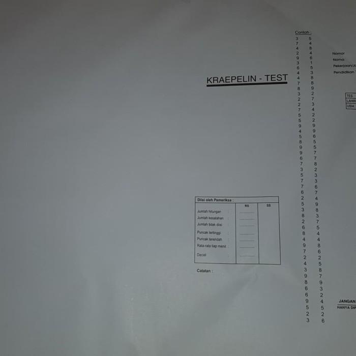 

Binder | Lembar Tes Psikotes Kraeplin Kualitas Terbaik