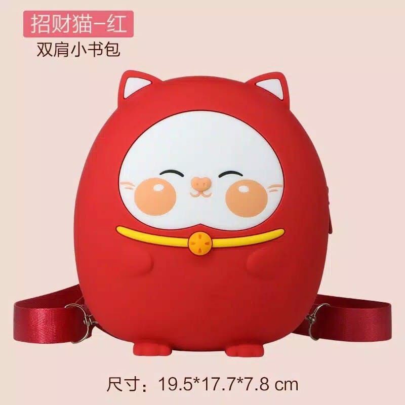 Hokkiterus21⭐⭐⭐⭐⭐TAS KUCING HOKI 3in1 karakterJelly silicone silikon anak dewasa selempang punggun