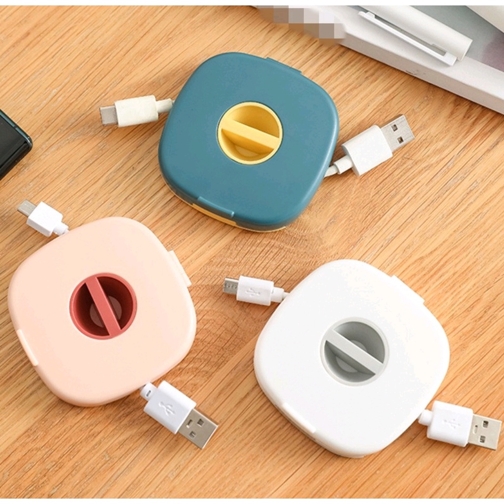 Tempat penyimpan perapih kabel Holder standing handphone Cable earphone chargwr