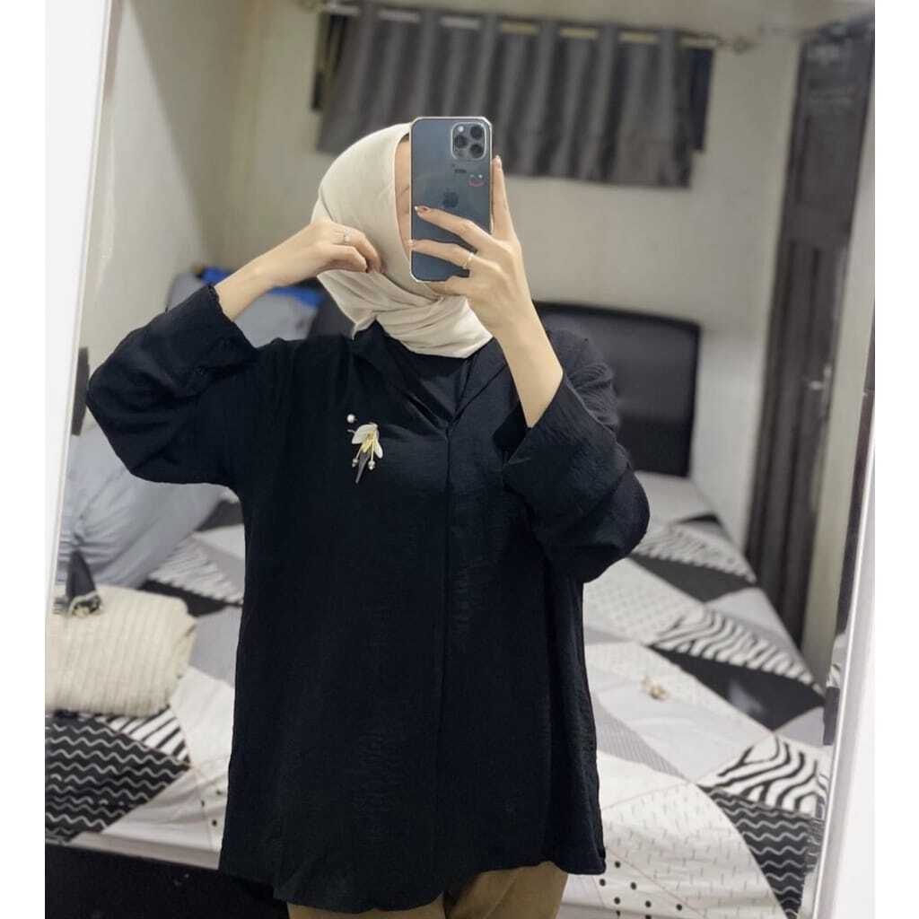 YENI BLOUSE / BLOUSE CRINKLE AIR FLOW VARIASI KANCING BELAKANG / KEMEJA WANITA TERBARU