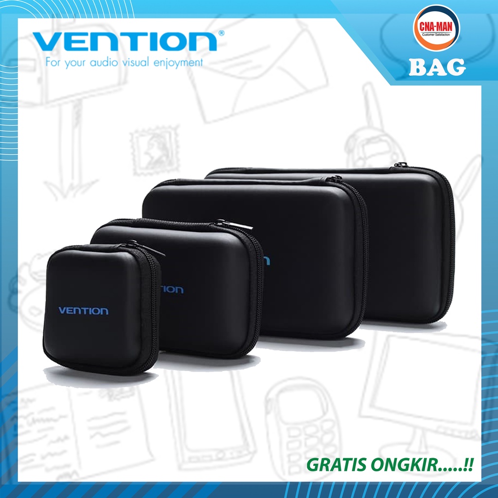 Vention Travel Pouch Case Storage Bag Cable Headset Flash Drive Tas