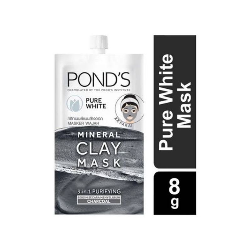 PONDS Pure White Mineral Clay Mask 8g Purifying / Masker Wajah / Pond's