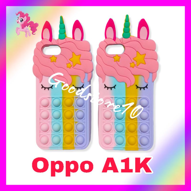 Oppo A1K Case POP IT 3D UNICORN Softcase Lembut Tebal Rainbow Casing Kuda Poni Terbaik