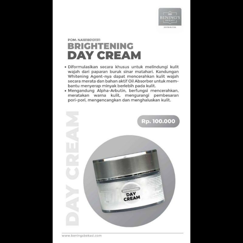 

BENING'S BRIGHTENING DAY CREAM