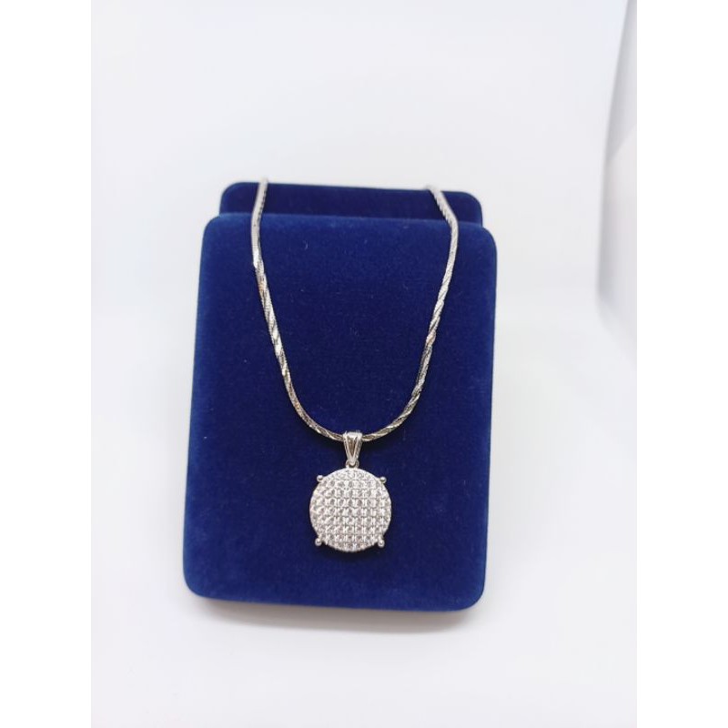 kalung kasandra ukir silver925 + liontin di*r full mp / kalung perak asli lapis mas putih