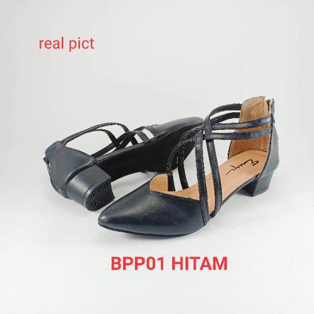 EMYE BPP01 - Sepatu Heels Gladiator Mewah Double Cross Hak Chunky Wanita Terbaru