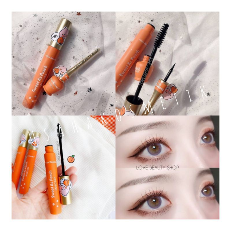 PROMO MASCARA PEACH + EYELINER PEACH  KISS BEAUTY 2IN1