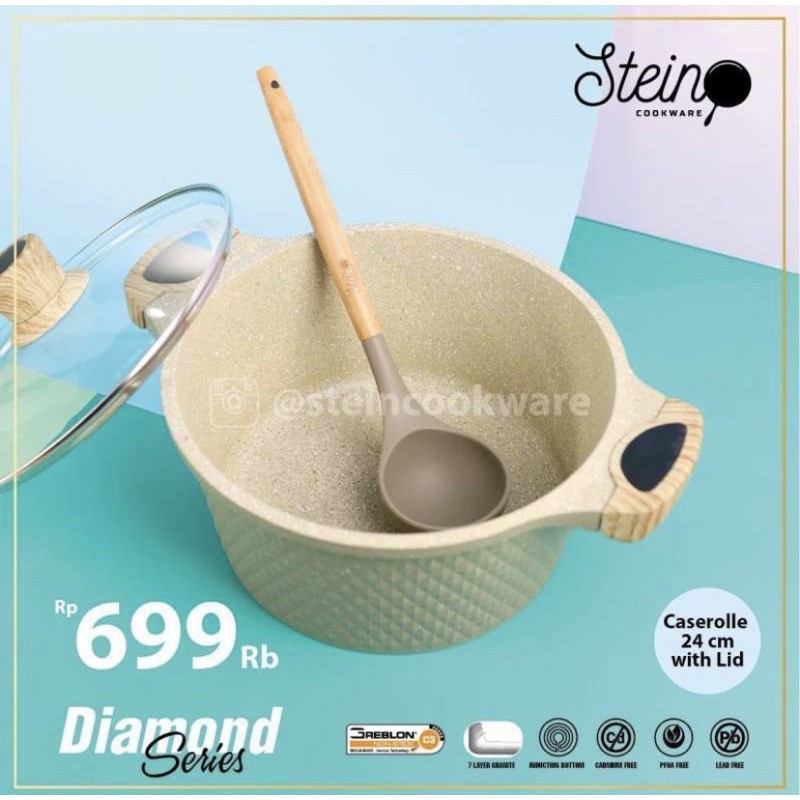 Stein Cookware DIAMOND CASEROLLE 20 Cm | 24 Cm + LID - ORIGINAL