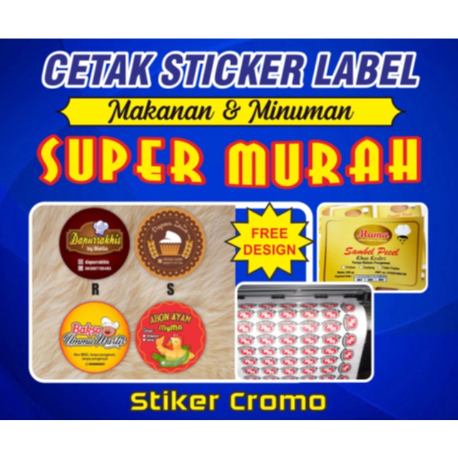 

CETAK STIKER LABEL PRODUK MAKANAN CHROMO A3+ CUTTING (BULAT,KOTAK,OVAL dan CUSTOM)