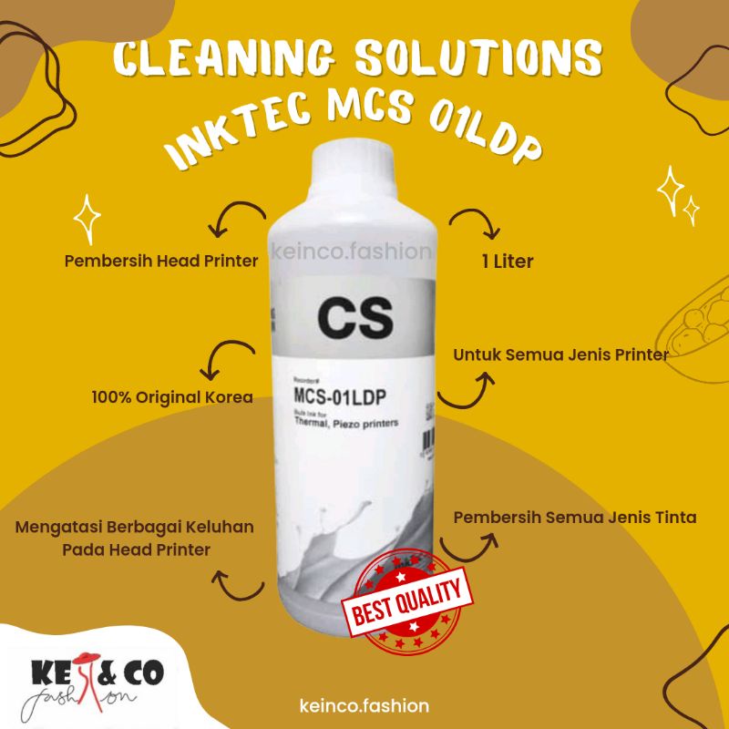 CLEANING SOLUTIONS MCS-01LDP 100% ORIGINAL INKTEC HEAD CLEANER KEMASAN 1 LITER CS MCS