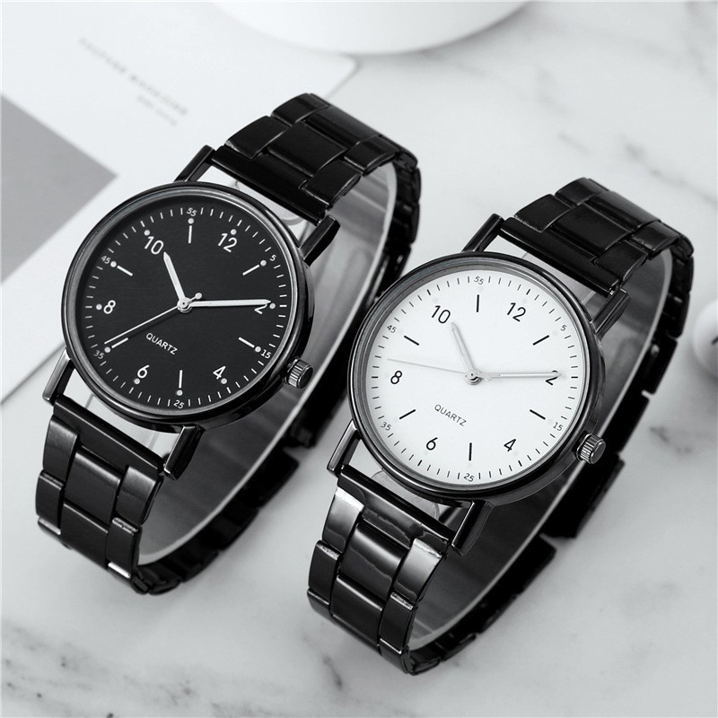 Jam Tangan Analog Strap Stainless Steel Casual Quartz Unisex Fashion Watch Analog Import