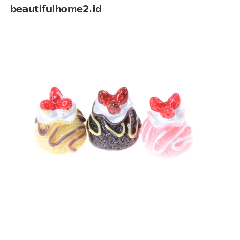 (Beautifulhome2.Id) 5pcs Miniatur Kue Dessert 3d Bahan Resin Untuk Aksesoris Rumah Boneka