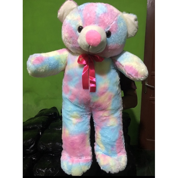 Boneka Beruang Tedy Bear Rainbow Ukuran Jumbo Extra Large Kain Bulu Rasfur Label SNI