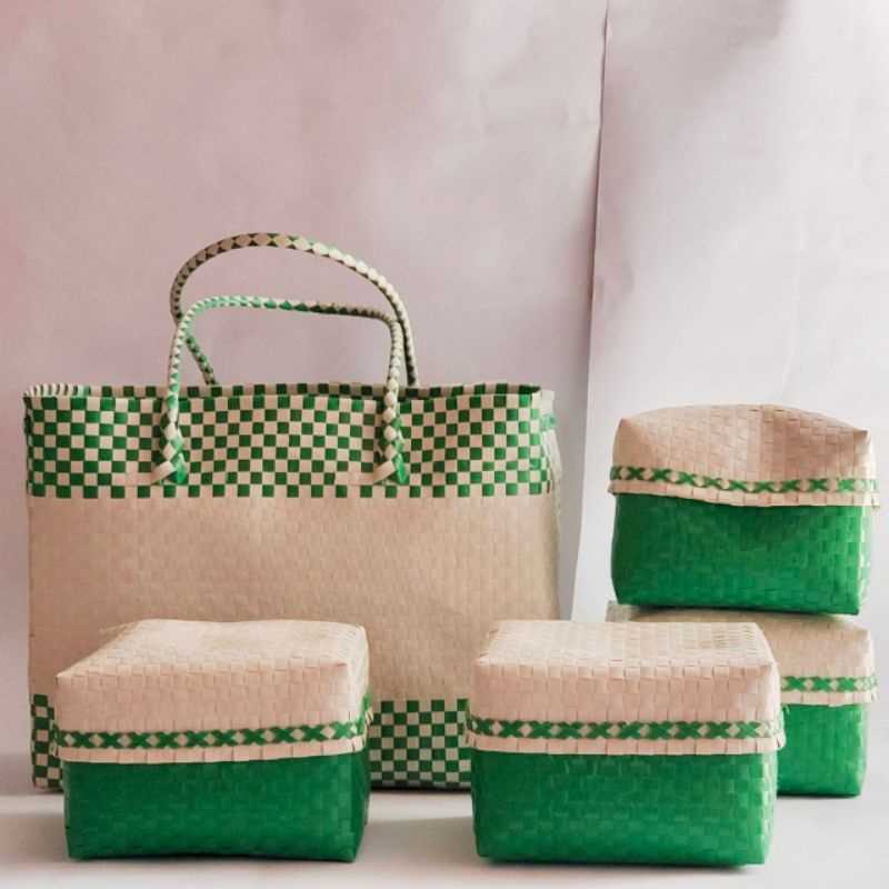 Tas KEBEN set isi 4 Tas BALI/ SODAN KEPURA model DECOUPAGE