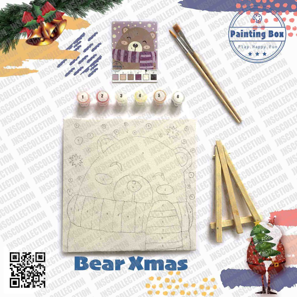 

PAINT BY NUMBER by Painting BOX I Painting Kit I Aktivitas melukis anak Bear Xmas